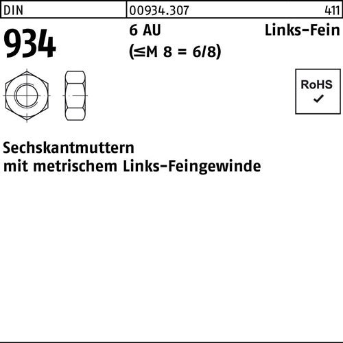 Sechskantmutter DIN 934 links M 24 x 2 -LH 6 Automatenstahl 25 Stück