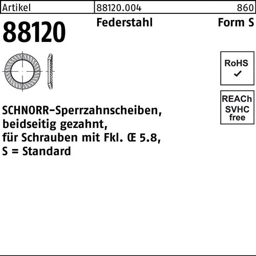 Sperrzahnscheibe R 88120 beidsgez S 5x9x06 Federstahl 250St SCHNORR - VPE: 250