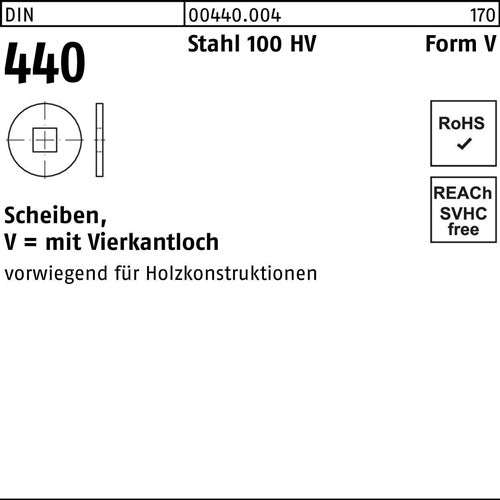 Scheibe DIN 440/ISO 7094 Form V V 66x 22 x 2 Stahl 100 HV 100 Stück