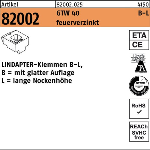 Klemmen R 82002 GTW 40 LM 10/70 feuerverz 1 Stück LINDAPTER