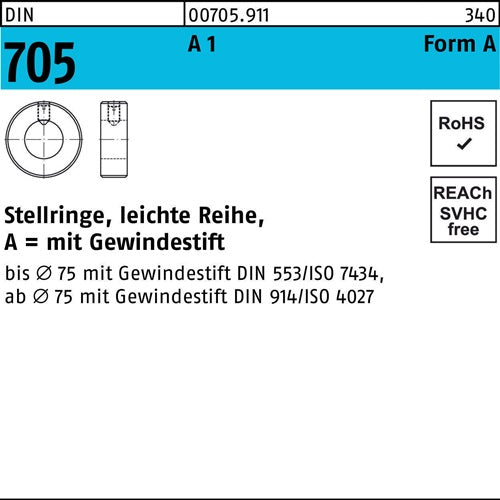 Stellring DIN 705 mGewindestift A 40 x 63 x 18 A 1 leichte Reihe 1 Stück
