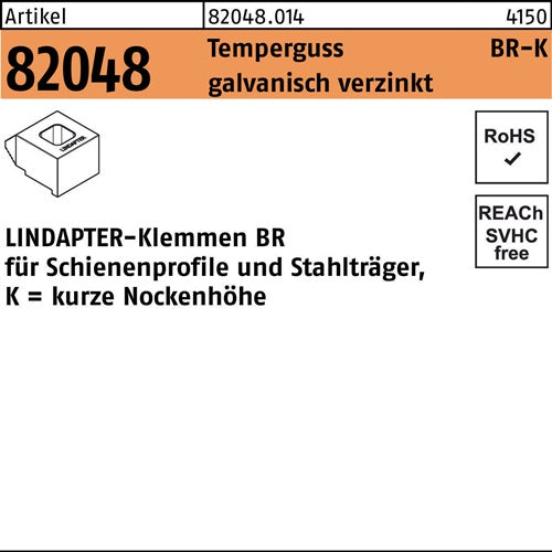 Klemme R 82048 GTW 40 BR 16/60 Temperguss galvverz 1St LINDAPTER