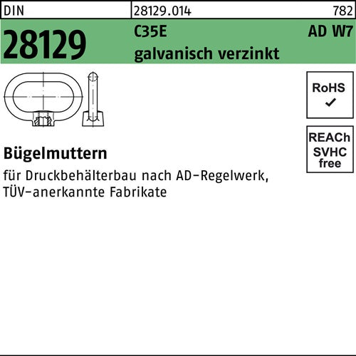 Bügelmutter DIN 28129 M24 C35E ADW7 galvverz 1 Stück