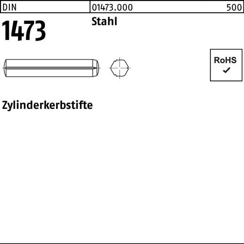 Zylinderkerbstift DIN 1473 6 x 32 Stahl DIN 1473 100 Stück
