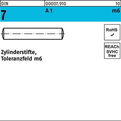 Zylinderstift DIN 7 8 m6 x 80 A 1 DIN 7 100 Stück