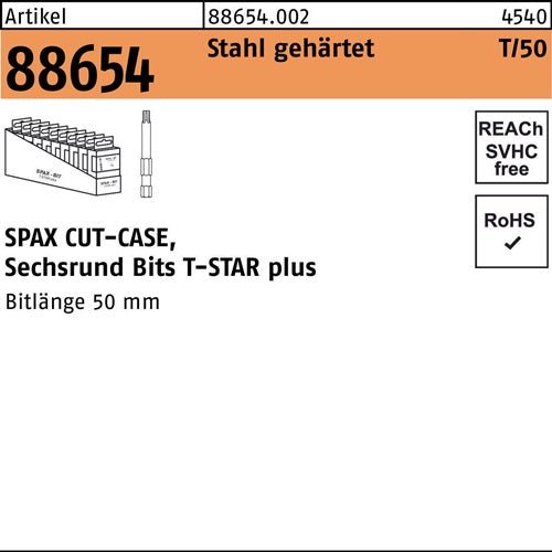 Bit R 88654 T-Star Plus SW 1/4x50 T 30 Stahl gehärtet 50 Stück SPAX - VPE: 50