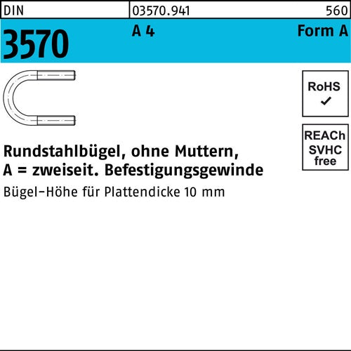 Rundstahlbügel DIN 3570 oMutter A 52 / NW 40 A 4 1 Stück