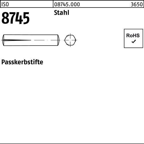 Passkerbstift ISO 8745 10x 26 Stahl 25 Stück - VPE: 25