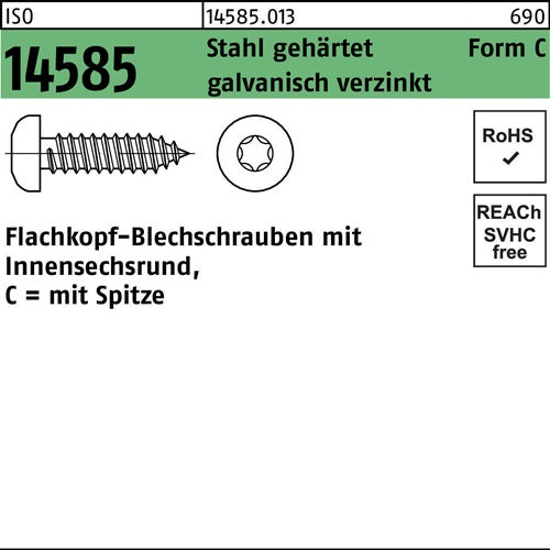 Blechschraube ISO 14585 ISR/Spitze 29x22 -C-T10 Stahl gehgalvverz 2000St - VPE: 2000