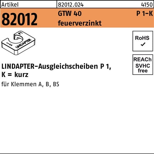 Ausgleichscheibe R 82012 GTW 40 P1 M16/80 feuerverz 1 Stück LINDAPTER
