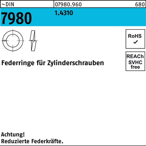 Federring DIN 7980 fZylinderschrauben 8 14310 100 Stück - VPE: 100
