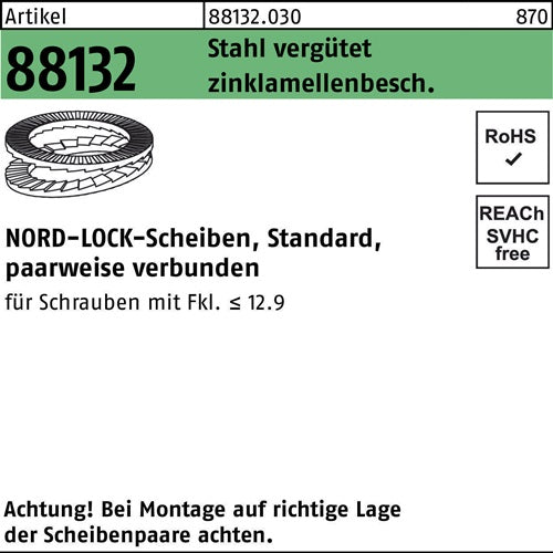 Unterlegscheibe R 88132 geklebt NL 22 Sta zinklamellenb 100St NORD-LOCK - VPE: 100
