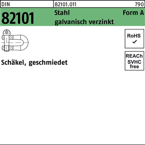 Schäkel DIN 82101 A 025 Stahl galvverz 50 Stück - VPE: 50