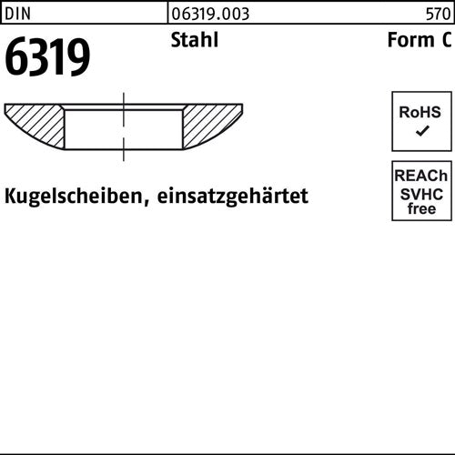 Kugelscheibe DIN 6319 Form C C37 x68 x14 Stahl einsatzgehärtet 10 Stück