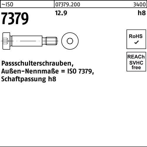 Paßschulterschraube ISO 7379 16 - M12x 50 129 Schaftpassung h8 25 Stück - VPE: 25