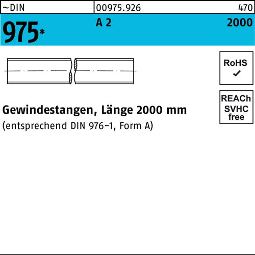 Gewindestange DIN 975 M 16 x 2000mm A 2 1 Stück