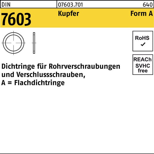 Flachdichtring DIN 7603 17x21x15 Kupfer 100 Stück - VPE: 100