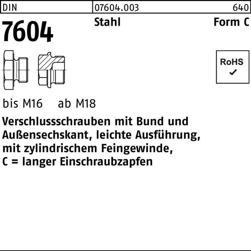 Verschlußschraube DIN 7604 mBund CM 52 x 15 Stahl 5 Stück