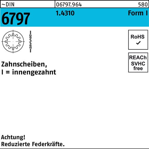 Zahnscheibe DIN 6797 FormI innengezahnt I 84 14310 1000 Stück - VPE: 1000