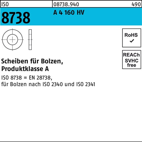 Unterlegscheibe ISO 8738 fBolzen 60 A 4 160 HV 1 Stück