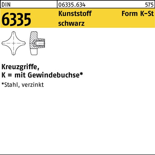 Kreuzgriff DIN 6335 Gewindedurchloch K 100 M20 Ku sw 5 Stück - VPE: 5