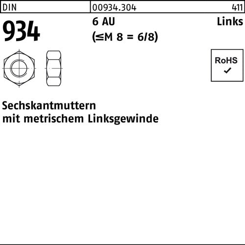 Sechskantmutter DIN 934 links M 24 -LH 6 Automatenstahl 25 Stück