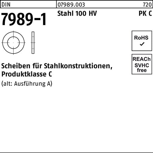 Unterlegscheibe DIN 7989-1 33/36x 60x8 Stahl 100HV 50 Stück - VPE: 50