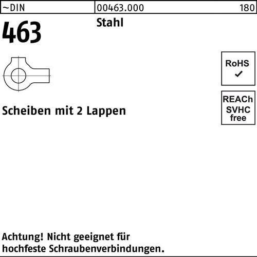 Scheibe DIN 463 m2 Lappen 32 Stahl 100 Stück