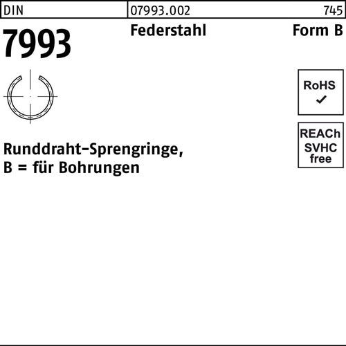 Runddrahtsprengring DIN 7993 fWellen B 7 Federstahl 500 Stück - VPE: 500