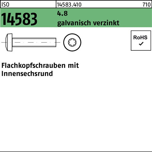 Flachkopfschraube ISO 14583 ISR M5x18 48 galvverz 1000St - VPE: 1000