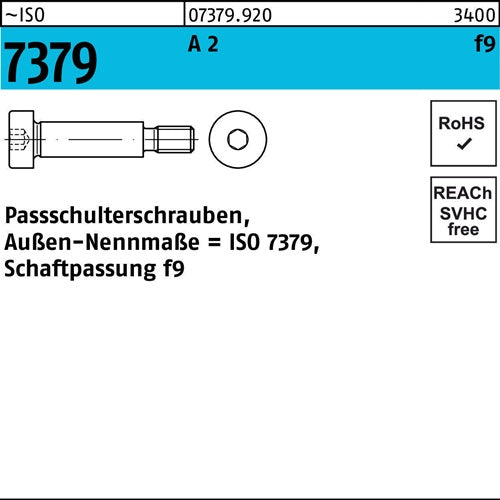 Paßschulterschraube ISO 7379 16f9 M12x 30 A 2 25 Stück - VPE: 25