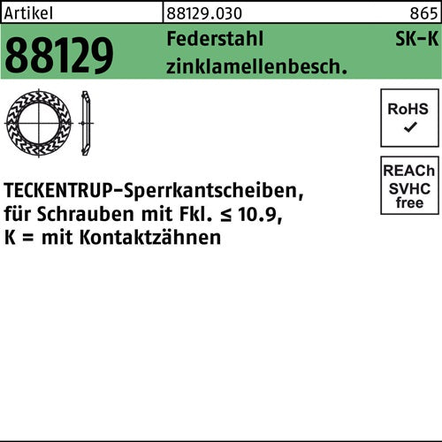 Sperrkantscheibe R 88129 K 12x2425x16 Federst zinklamellenb 100St TECKENTRUP - VPE: 100