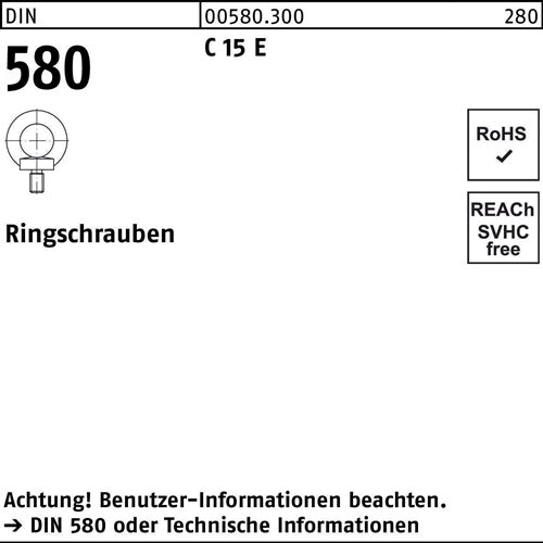 Ringschraube DIN 580 M 56 C 15 E Ohne Oberflächenangabe 1 Stück