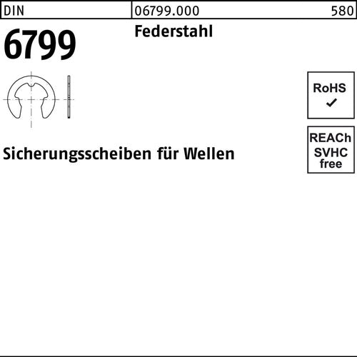 Sicherungsscheibe DIN 6799 fWellen 15 Federstahl 150 Stück - VPE: 150