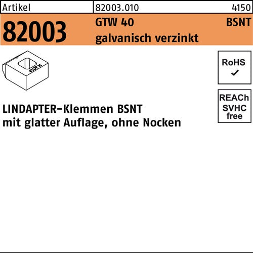 Klemmen R 82003 GTW 40 BSNT M12 galvverz 1 Stück LINDAPTER