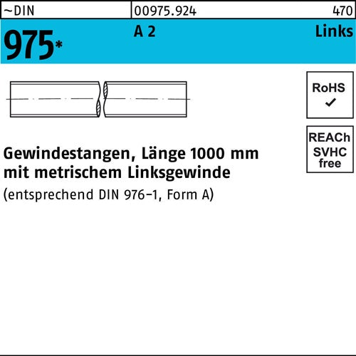 Gewindestange DIN 975 links M 10 -LH x 1000mm A 2 1 Stück