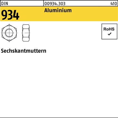 Sechskantmutter DIN 934 M 16 Aluminium 50 Stück