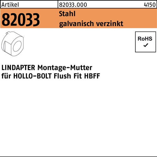 Montagemutter R 82033 HBFF10 Stahl galvverz 1 Stück LINDAPTER