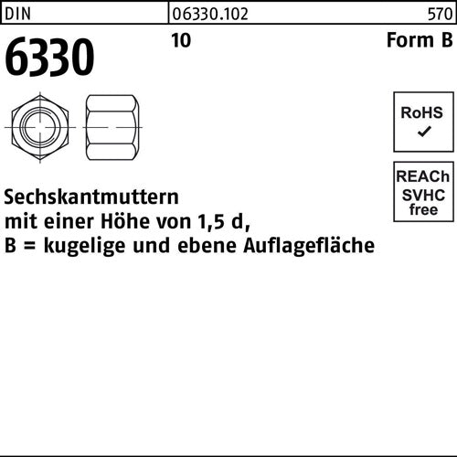 Sechskantmutter DIN 6330 FormB BM 30 SW 46 10 1 Stück