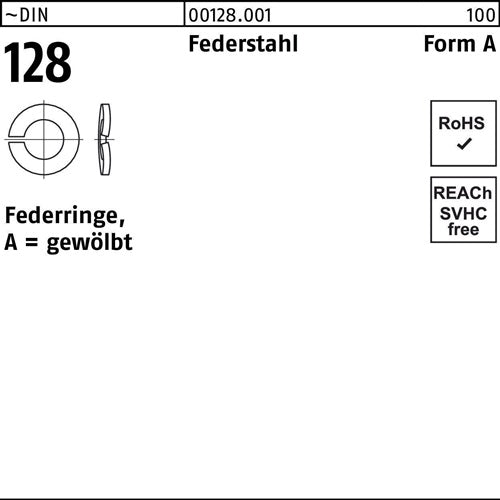 Federring DIN 128 A 12 Federstahl 100 Stück