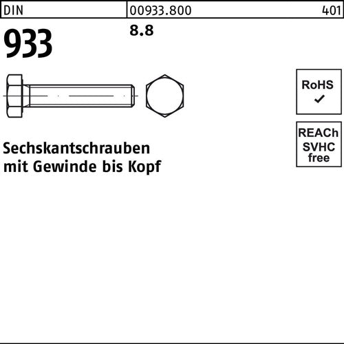 Sechskantschraube DIN 933 VG M 10 x 65 88 100 Stück