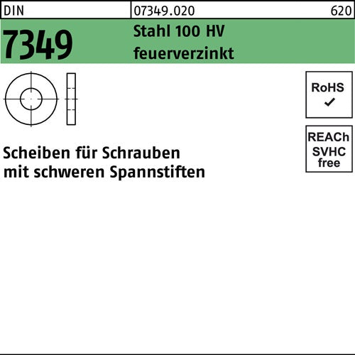 Scheibe DIN 7349 25x50x10 Stahl 100HV feuerverz 25 Stück - VPE: 25