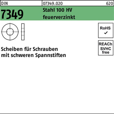 Scheibe DIN 7349 31x68x10 Stahl 100HV feuerverz 25 Stück - VPE: 25