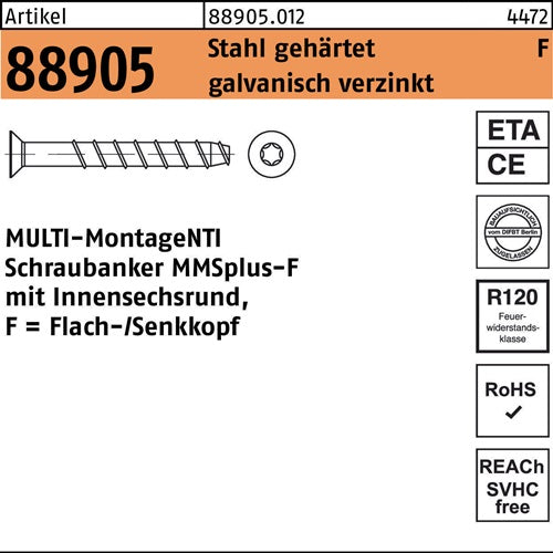 Schraubanker R 88905 MMSplus-F 6x120/75/85 T30 Stahl galvverz 50St HECO - VPE: 50