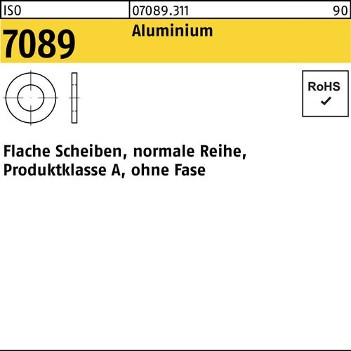 Unterlegscheibe ISO 7089 oFase 6 Aluminium 100 Stück - VPE: 100