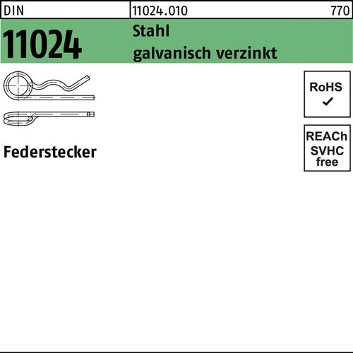 Federstecker DIN 11024 4 / 141-20 Stahl galvanisch verzinkt 100 Stück