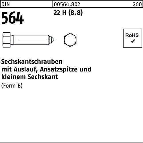 Sechskantschraube DIN 564 mAnsatzspitze/Auslauf BM 8 x 20 22 H (88) 100 Stück