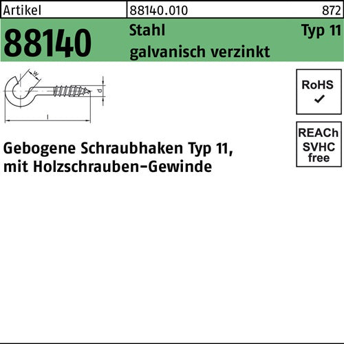 Schraubhaken R 88140 Typ 11 gebogen 20x23x6 Stahl galvverz 100St - VPE: 100