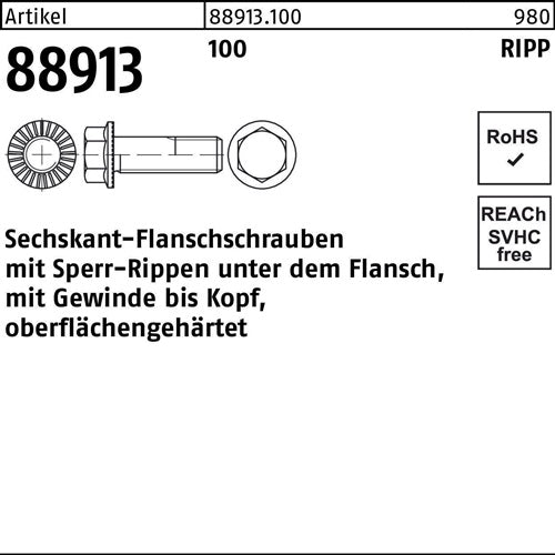 Sechskantflanschschraube R 88913 Sperr-Ripp VG M16x 65 100 50 Stück - VPE: 50
