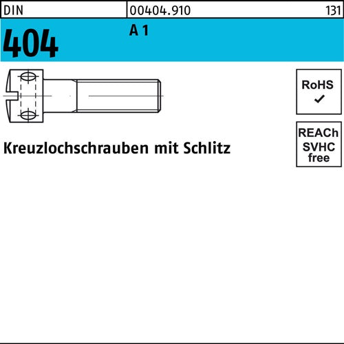 Kreuzlochschraube DIN 404 Schlitz M 3 x 6 A 1 100 Stück